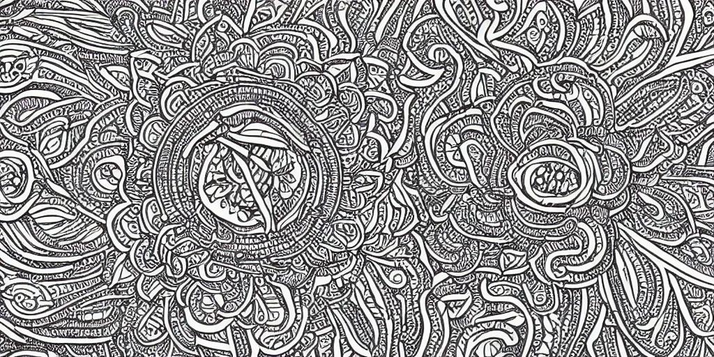 Image similar to highly detailed, intricate line art, depiction of americana imagery among roses and mandalas, 4 k, ultra detailed