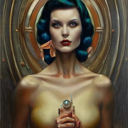 Image similar to a streamline moderne painting in the style of donato giancola, and in the style of tom bagshaw, and in the style of charles dulac. symmetry, smooth, sharp focus, semi - realism, intricate detail.