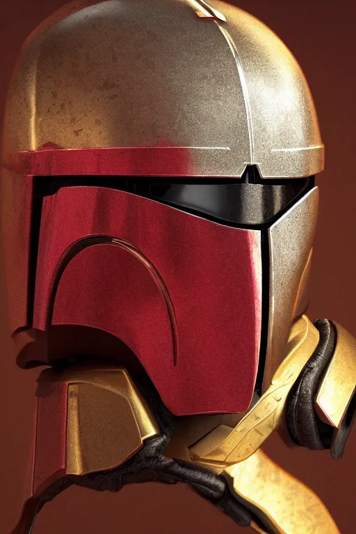 Prompt: an artistic and realistic 8k sculpture of a mandalorian helmet, liquid simulation, bright psychedelic color, dramatic lighting, silver gold red details, filigree, intricate details, cinematic, elegant, micro detail, octane render, filmic, interesting camera angle, 8k post-processing, intricate art by John Collier and Albert Aublet and Krenz Cushart and Alphonse Mucha and Greg Rutkowski