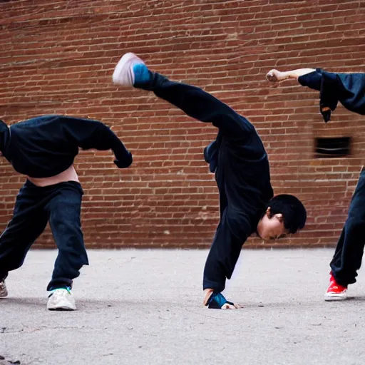 Prompt: film still of the 2 0 1 2 movie'ninja breakdancing squad '. sigma 8 5 mm f / 8