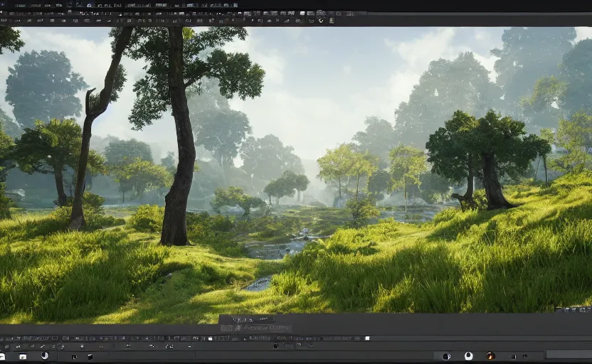 Image similar to beautiful landscape, Unreal Engine 5, RTX, AAA Game, Detailed 3D Render, Cinema4D