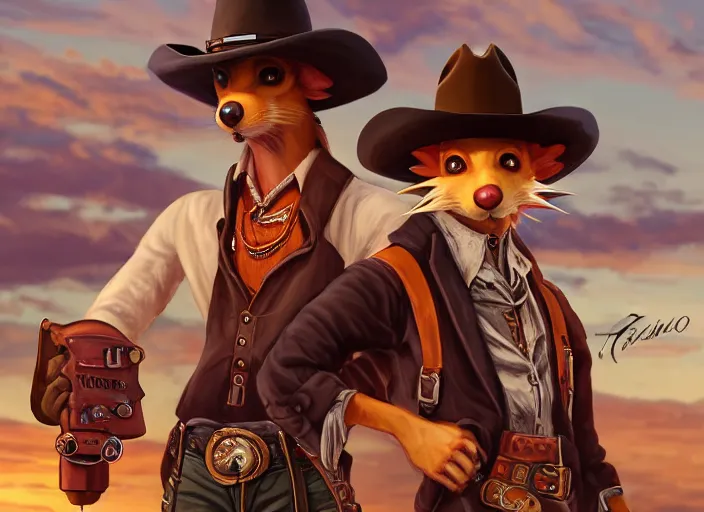 Image similar to character portrait feature of the anthro male anthropomorphic rat fursona wearing cowboy outfit wild west desperado standing next to an old monte carlo vintage car, character design stylized by charlie bowater, ross tran, artgerm, makoto shinkai, detailed, soft lighting, rendered in octane