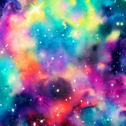 Prompt: beautiful watercolor painting of a colorful nebula, a lone astronaut drifting through space, stunning, 4 k
