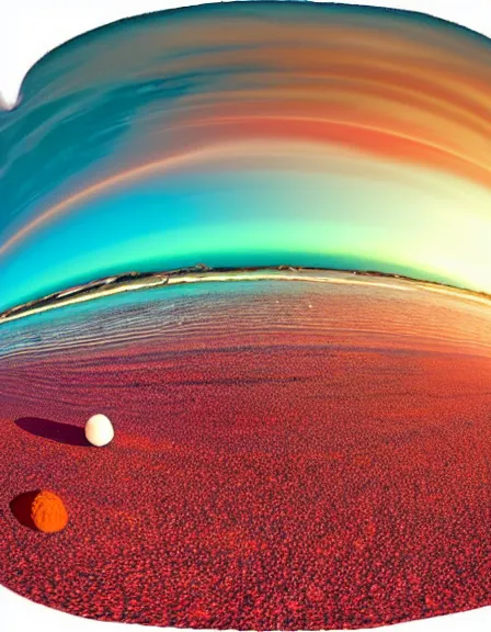 Image similar to solaris type planet HDRI scene rocky beach trippy red ocean