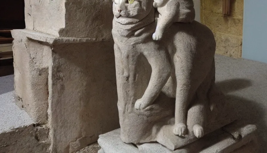 Prompt: cat as a byzantine statue