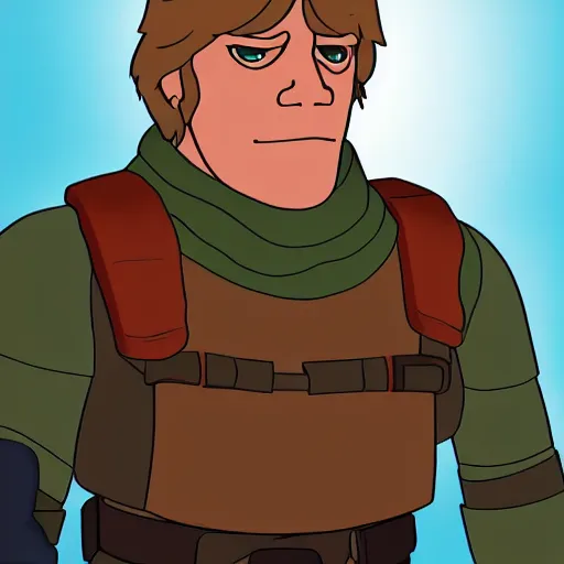 Image similar to luke skywalker as a character in futurama, animated, detailed, artstation