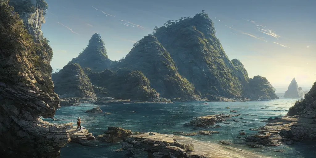 Image similar to highly detailed vanishing - point of a gleaming archipelago made of quartz in gta v, stephen bliss, unreal engine, fantasy art by greg rutkowski, loish, rhads, ferdinand knab, makoto shinkai and lois van baarle, ilya kuvshinov, rossdraws, tom bagshaw, global illumination, radiant light, detailed and intricate environment