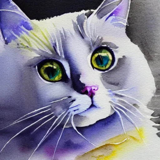 Image similar to ragdoll cat highly detailed watercolor painting