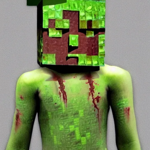 a photo of a minecraft creeper in real life in the, Stable Diffusion