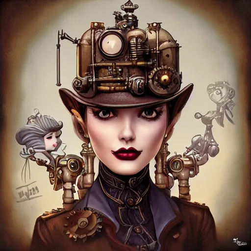 Image similar to Lofi Steampunk portrait Pixar style by Joe Fenton and Stanley Artgerm and Tom Bagshaw