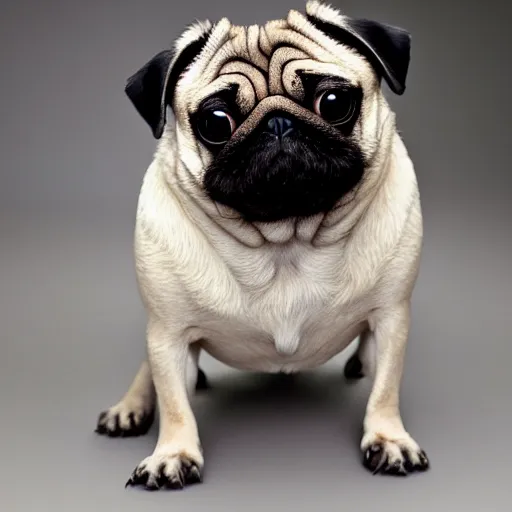 Image similar to the world's uglies pug, extreme amount of folds, mangled teeth