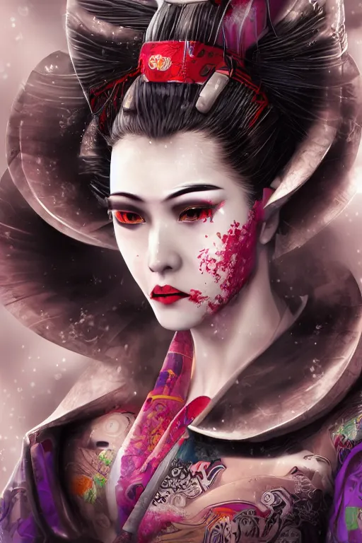 Image similar to agile geisha cyberpunk Dragon princess, digital art, 8k ,character ,realistic, portrait, hyperrealistic