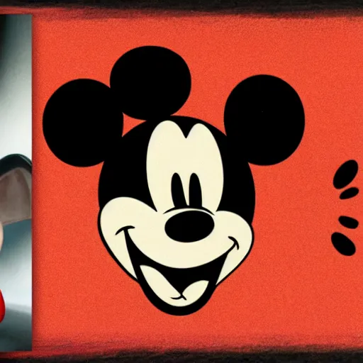 Image similar to mug shots photograph of mickey mouse, photorealistic