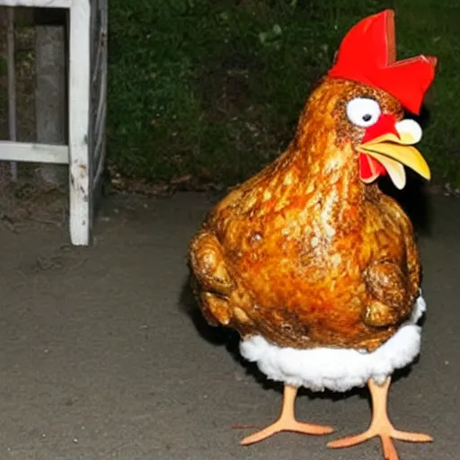 Image similar to chicken dressed as an inmate