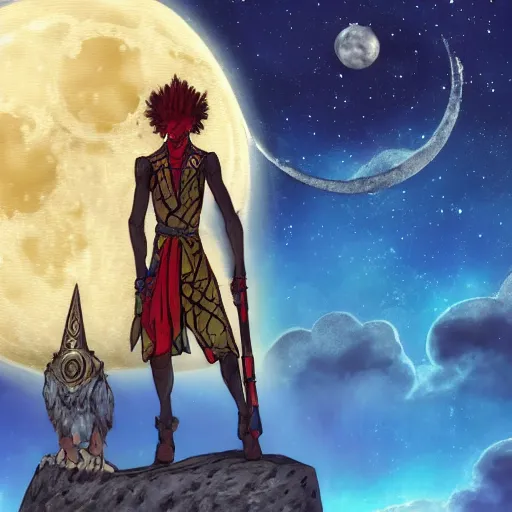 Image similar to concept art of Ankh in front of the moon