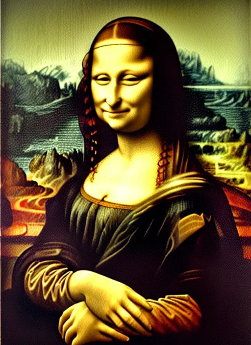 Image similar to lifelike oil painting portrait of mona lisa by van gogh