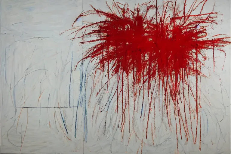 Image similar to large scale painting by cy twombly and joe tilson, minimal brush strokes, high resolution art scan, well lit