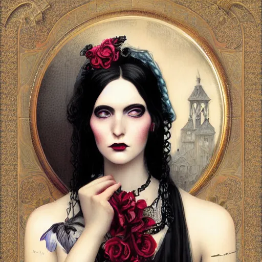 Image similar to lofi goth victorian portrait of lady dimitrescu, digital art, Pixar style, by Tristan Eaton Stanley Artgerm and Tom Bagshaw.