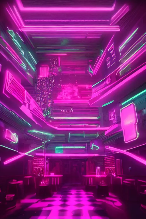 Elysium - interdimensional cyberpunk nightclub with neon