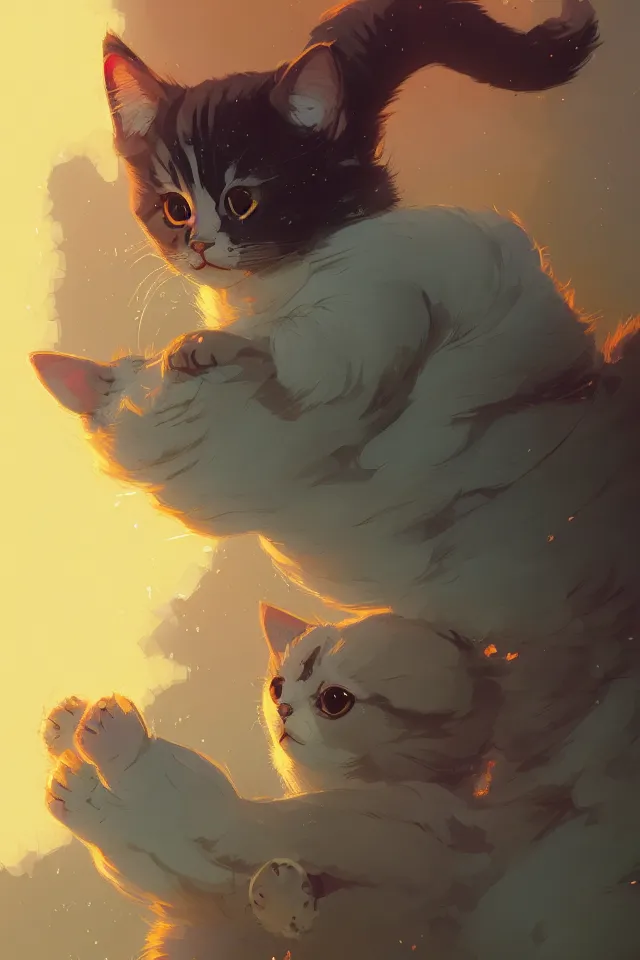 Image similar to cute cat, by victo ngai and andreas rocha and greg rutkowski, trending on artstation, unreal engine, 8 k hd wallpaperjpeg artifact, blur, artfact