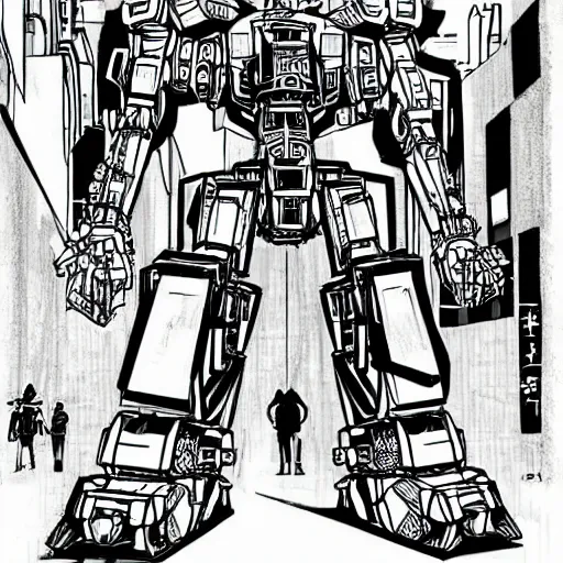 Prompt: mecha+Tokyo+blackandwhite+draw