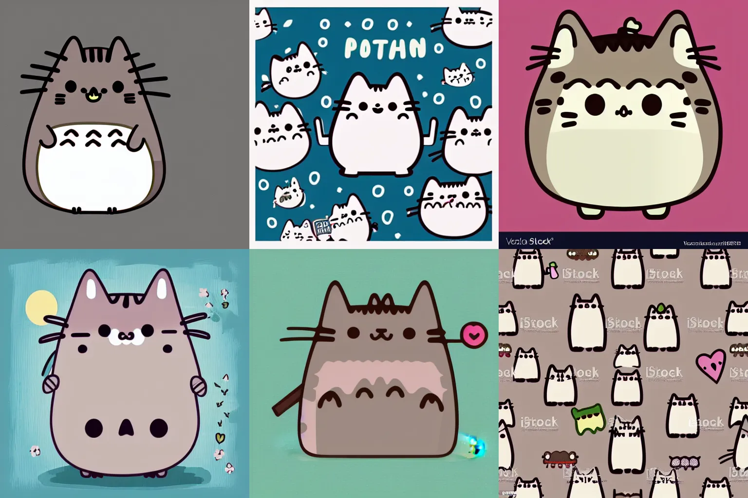 Prompt: kawaii pusheen and totoro vector art