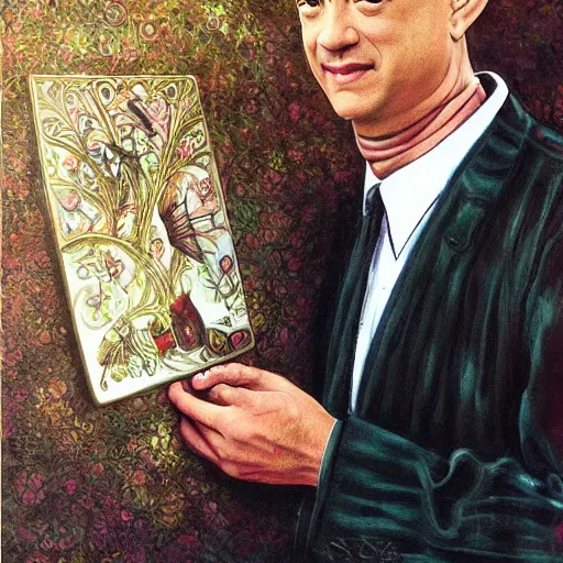 Image similar to Tom Hanks, artwork by Daniel Merriam,