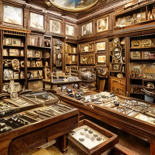 Prompt: An enormous treasure room filled with artifacts, jewels and treasures lost to time, ultra-high definition, 4K, museum quality photo