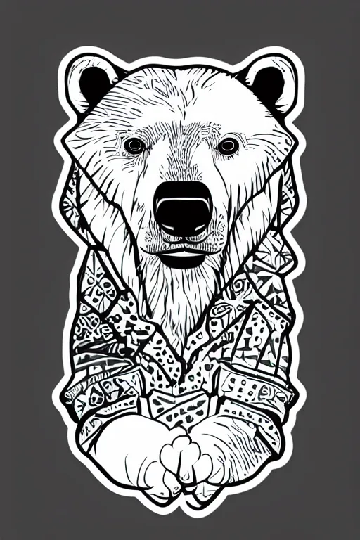 Image similar to Portrait of a polar bear, mafia, gangster, sticker, colorful, illustration, highly detailed, simple, smooth and clean vector curves, no jagged lines, vector art, smooth