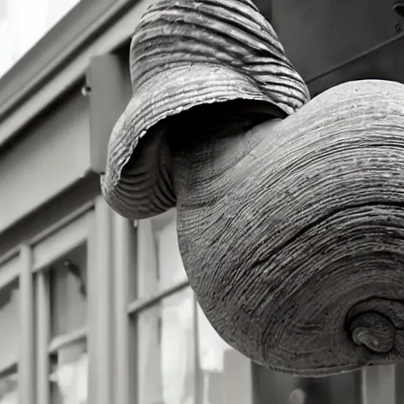 Prompt: giant snail caught sneaking around on cctv, surveillance footage