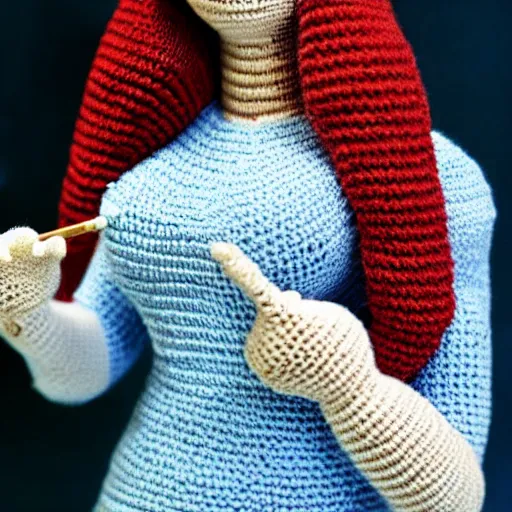 Image similar to Pretty Woman with crocheting figure