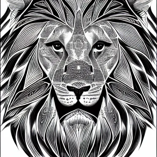 Image similar to a symmetrical portrait illustration of a lion hand drawn sketch on artstation 4 k intricate extremely detailed digital art by alex grey infinite wisdom sacred geometry