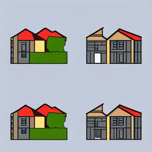 Prompt: logo of a house and a building, minimalistic, vectorized logo style