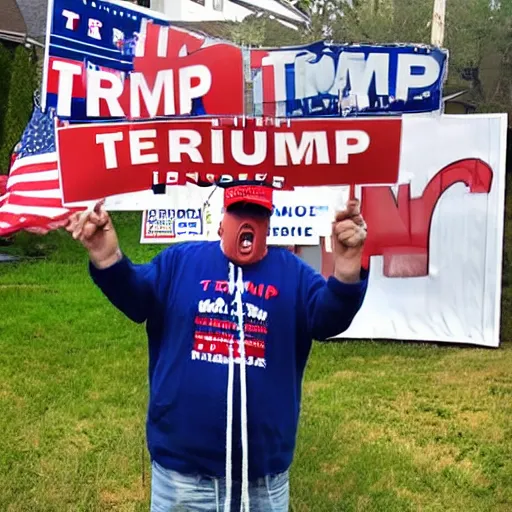 Image similar to crazy trump supporter,