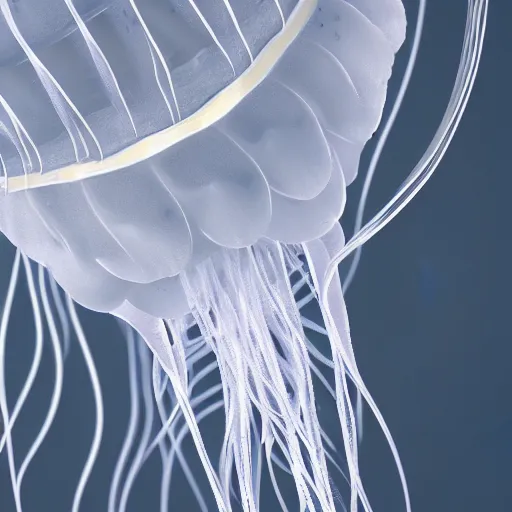 Prompt: side view jellyfish growing form tree branch,C4d,8k cleaning future ,highly quality penetrating feeling bright light