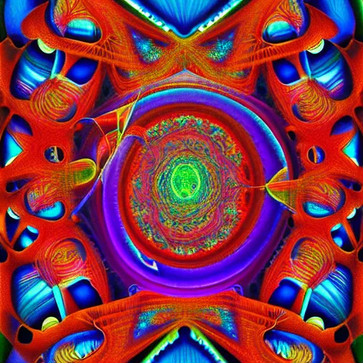 Image similar to highly detailed fractals, dmt vision, psychedelic painting