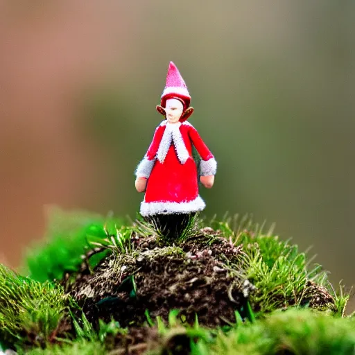 Prompt: miniature of an elf standing on a grassy plinth with a model tree in the background, depth of field, dslr, 8k, hand painted