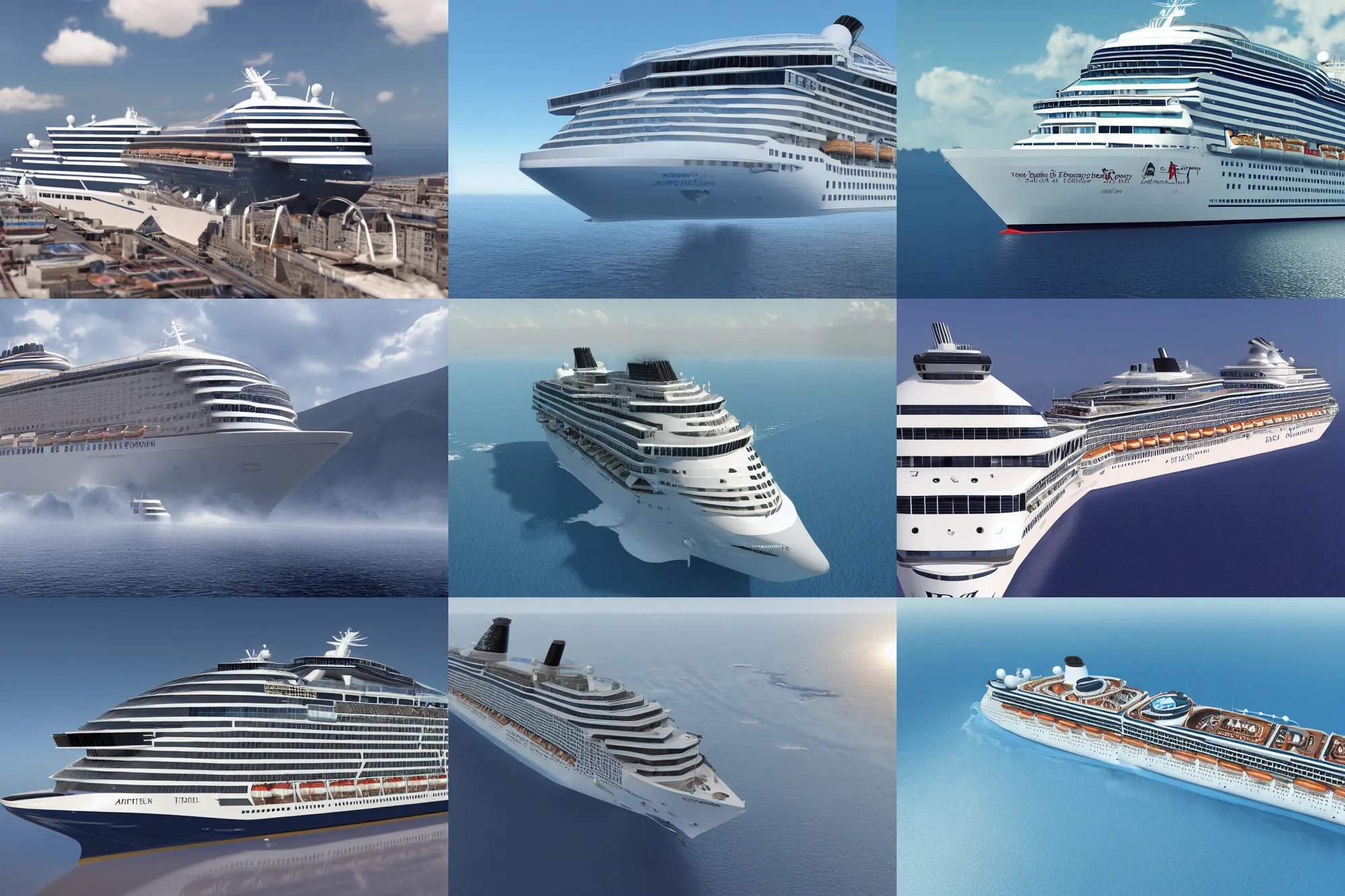 Prompt: big cruise ship looking like tom cruise, octane render, unreal engine, artstation, detailed, realistic