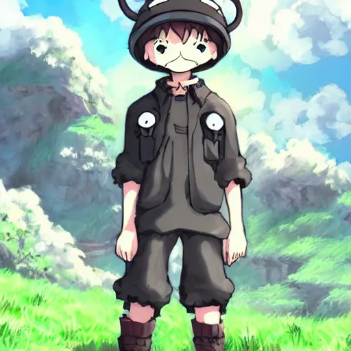 Image similar to boy wearing sheep suit, made in abyss art style