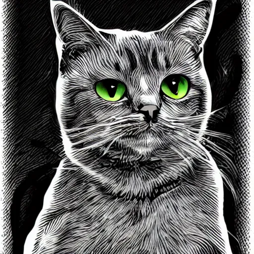 Image similar to comic styled cat, portrait