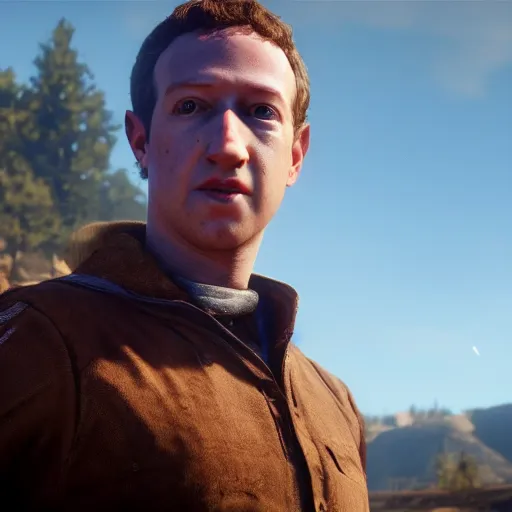 Image similar to Film still of Mark Zuckerberg, from Red Dead Redemption 2 (2018 video game)