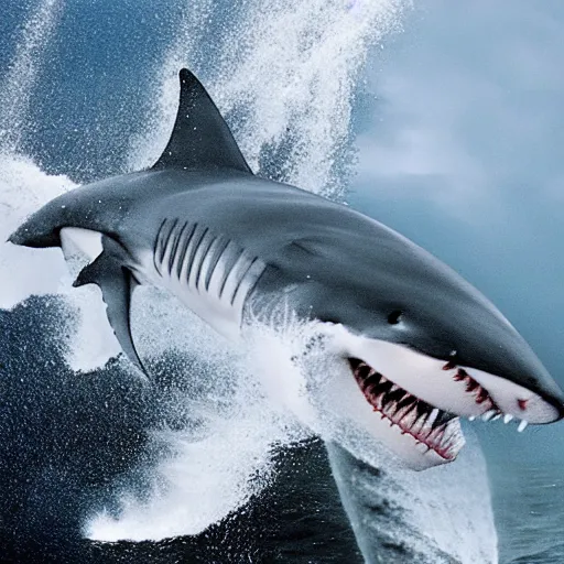 Prompt: a tornado of sharks, a sharknado