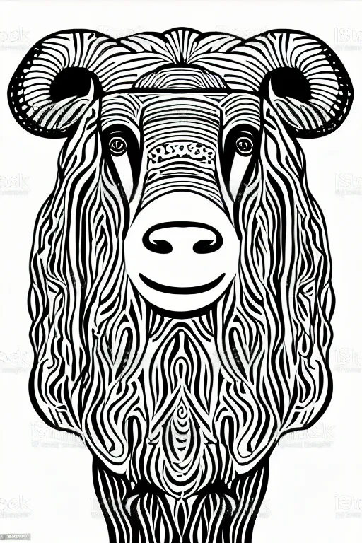 Image similar to minimalist boho style art of a sheep, illustration, vector art
