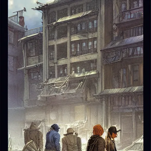 Image similar to Waynes Haberdashery from the Book Series Mistborn Illustrated by Michael Whelan