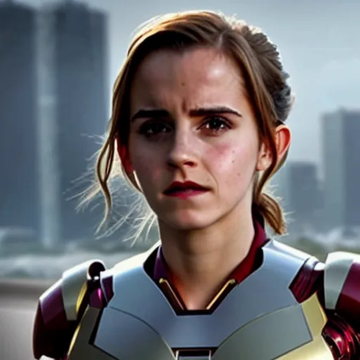 Image similar to a still of emma watson in iron man