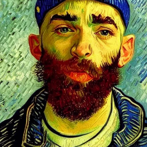 Prompt: a portrait painting of Jon Bellion by van gogh