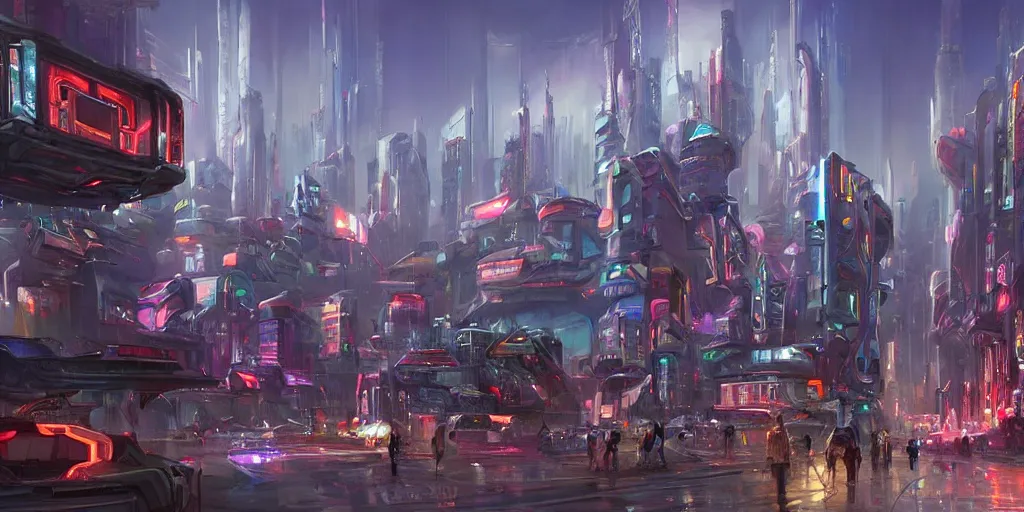 Image similar to futuristic cyberpunk town. By Konstantin Razumov, highly detailed