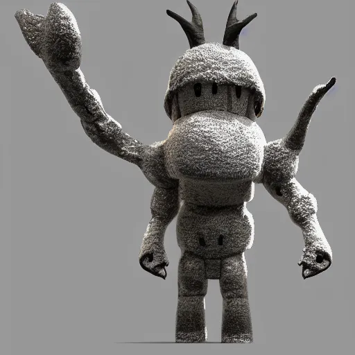 Image similar to snow golem - 3 d render - blender render - long horns - front view