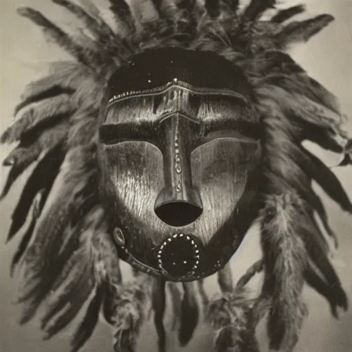 Prompt: vintage photo of Tsimshian animal mask by edward s curtis