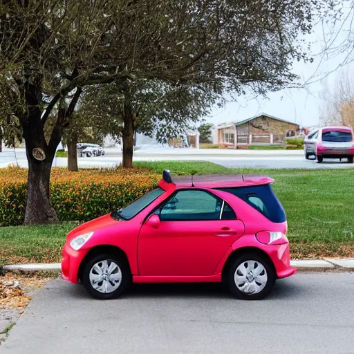 Image similar to a tiny car next to a mailbox